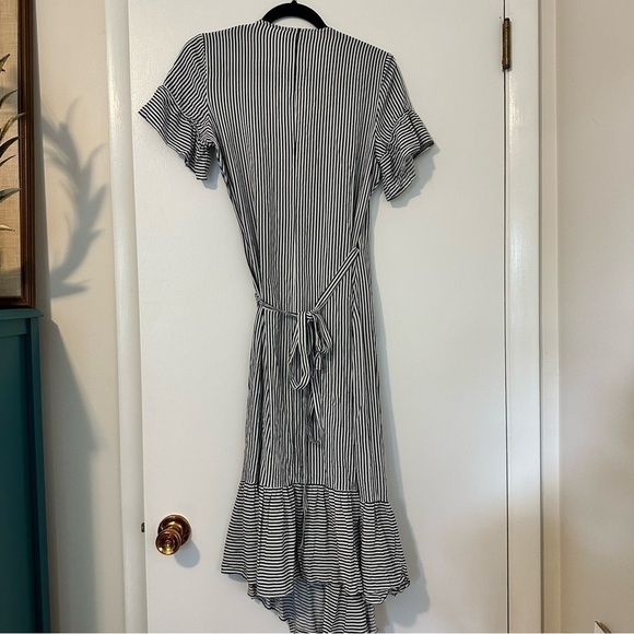 Lindy Bop Constance Navy Stripe Wrap Dress NEW - Picture 6 of 7
